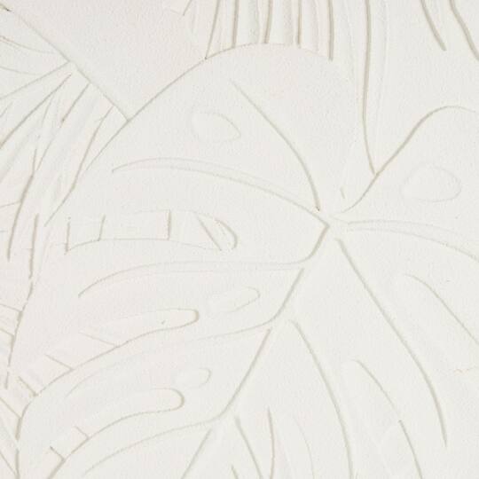 35" x 47" White Wooden Leaf Embossed Wall Décor